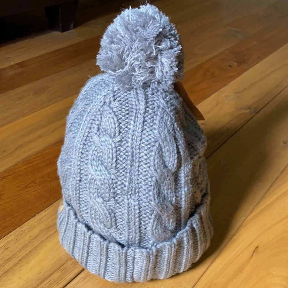 Timberland Hat Cable Knit Fleece Lined Grey Warm Cozy Essential